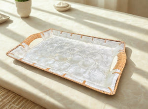 Capiz tray w/ knitting - image