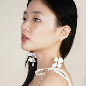 Bloom Drop Earrings in White - image