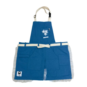 Apron Aqua Blue Canvas with Cream Soft Tulle Ruffle and Florette - image