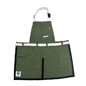 Apron Army Green Canvas with Black Linen Trimming - image