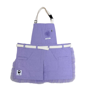 Apron Lavender Canvas with Lavender Soft Tulle Ruffle and Florette - image
