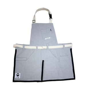 Apron Light Grey Canvas with Black Linen Trimming - image