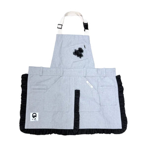 Apron Light Grey Canvas with Black Organza Ruffle and Tulle Florette - image