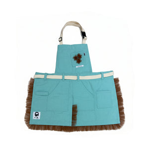 Apron Mint Green Canvas with Brown Soft Tulle Ruffle and Florette - image
