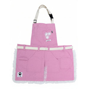 Apron Pink Canvas with Cream Soft Tulle Ruffle and Florette - image