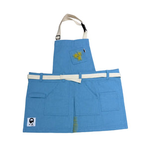 Apron Sky Blue Canvas with Yellow Soft Tulle Ruffle and Florette - image