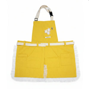 Apron Yellow Canvas with Cream Soft Tulle Ruffle and Florette - image