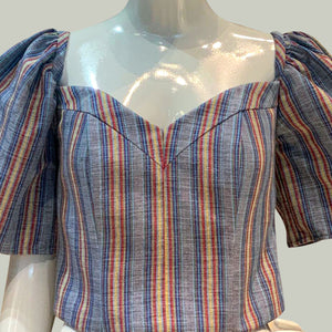 Corset in Stripe Blue Abra Textile - image