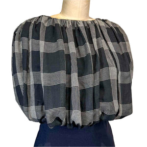 Crop Bubble Top in Black and White Big Checks - image