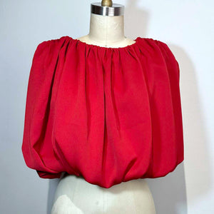 Crop Bubble Top in Red Crepe - image