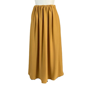 Full Elastic Shirred Waist in Lightweight Mustard Satin - image