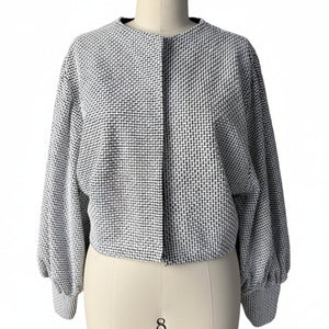 Oversized Crop Top with Cuffs in Small Polka Dots - image