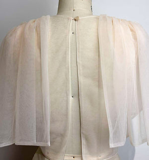 Oversized Shirred Sleeve Open Back Top in Baby Pink Tulle - image
