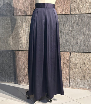 Pleated Blocks Wide Leg Pants in Violet Silk - image