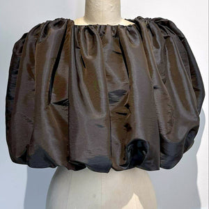 Ultra Crop Bubble Top in Brown Taffeta - image