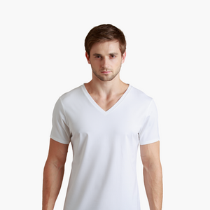 Mercerised Supima® Slim Fit V-Neck T-Shirt White | Men - image