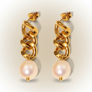 Pearl Chain Drop Earrings - image