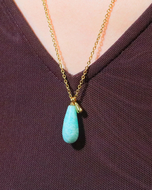 Waterdrop Amazonyte Long Necklace - image
