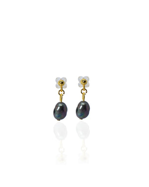 Single Black Baroque Earrings - image