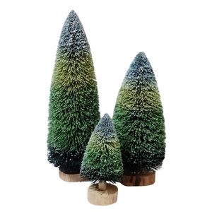 Buri Brush Christmas Trees Green Set of 3 - image