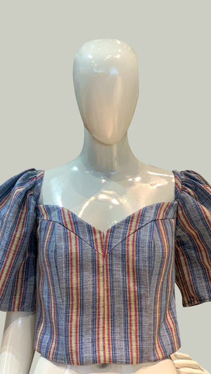 Corset in Stripe Blue Abra Textile - image