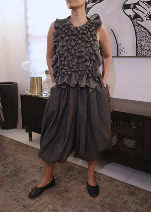 bubble bib top - wool stripes - image