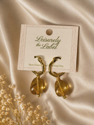 Elena Gold Hoop with Stone Dangling - image