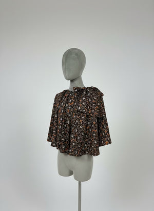 Circular Ribbon-Tie Silk Overlay Top - image