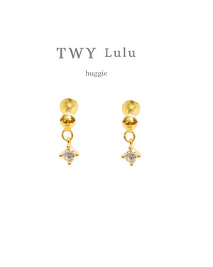 Dangling zircon stud 925silver 14k vermeil - image