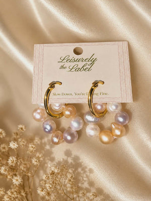 Chloe Pearl Hoop Earrings - image