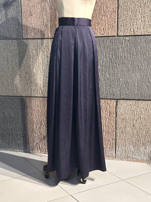 Pleated Blocks Wide Leg Pants in Violet Silk - image
