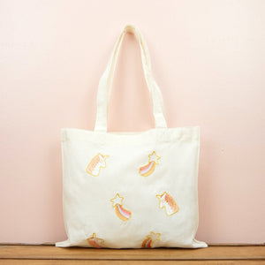 Unicorns and Shooting Stars on Light Canvas Mini Tote - image