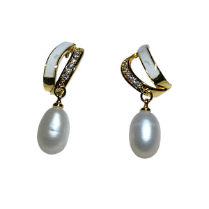 White Frehwater Pearl Dangling Earring22 - image