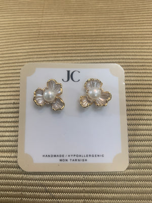 3 Floral Stud Freshwater Pearl Earrings - image