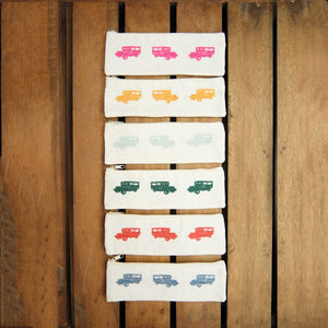 Jeepney in Assorted Colors on Natural Canvas Pen Case - image