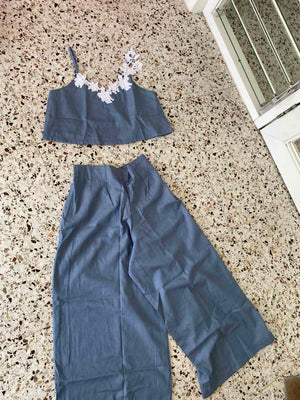 LILY TOP AND PANTS SET IN FLORAL DENIM - image