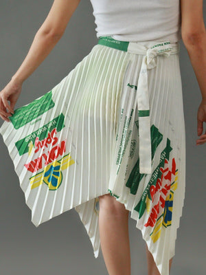 Flour Sack Pleated Wrap Skirt Freesize Length - image