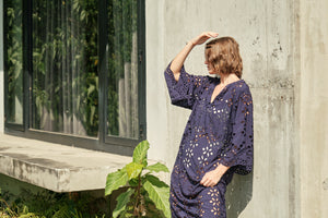 Paradise Caftan in Blue Eyelet - image