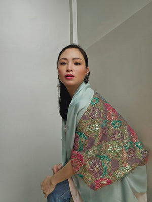 Multi-Way Kimono in Turkish Brocade - Pistachio - image