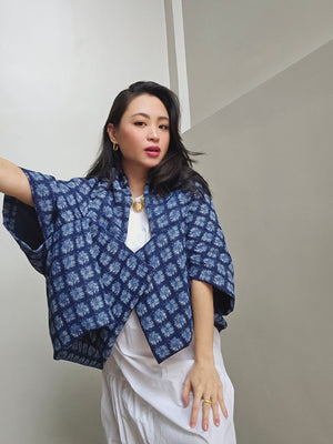 Multi-Way Kimono in Vintage Georgette Squares - image