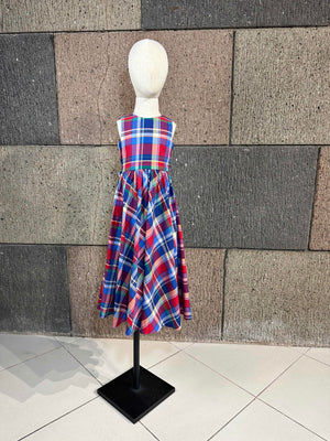Sleeveless Dress in Red, Blue and Whiite Plaid - image