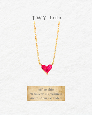 Tiny Ruby Heart Necklace 925Silver 14K Vermeil - image