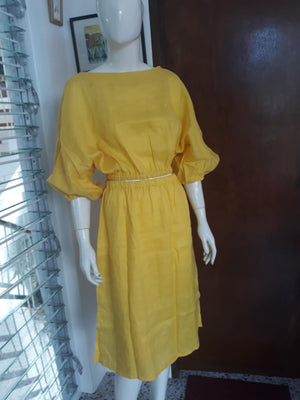 Teresa Linen Top & Skirt Set in Yellow - image