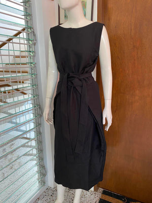 Vera Linen Wrap Dress in Black - image