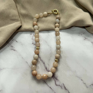 Handknotted Blush Stone Necklace - image