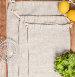 100% Linen Produce Bags (Set of 3) - image