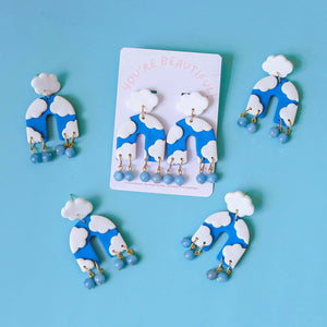 Crystal Cloud Polymer Clay Statement Earrings - image