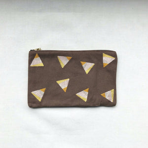 Ashley on Brown Canvas Small Zip Up Pouch - image