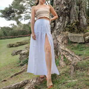 Nora Double Slit Linen Long Skirt - image