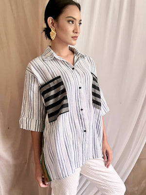 Side Surprise  Stripes Linen Polo - image